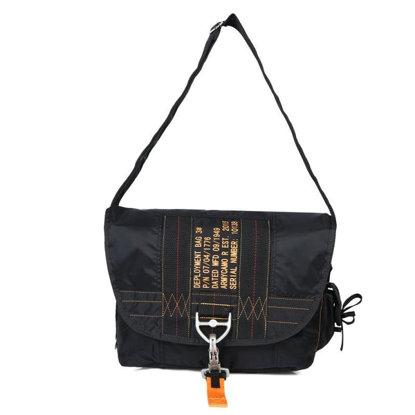 Parachute Style Messenger Shoulder Bag Black